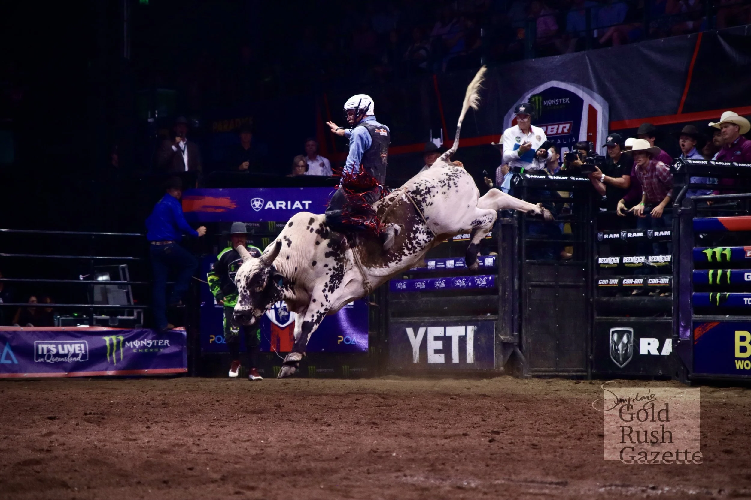 Caiden Sandilands on bull Rock On competing at the 2024 PBR Grand Final at the Townsville Entertainment Centre 