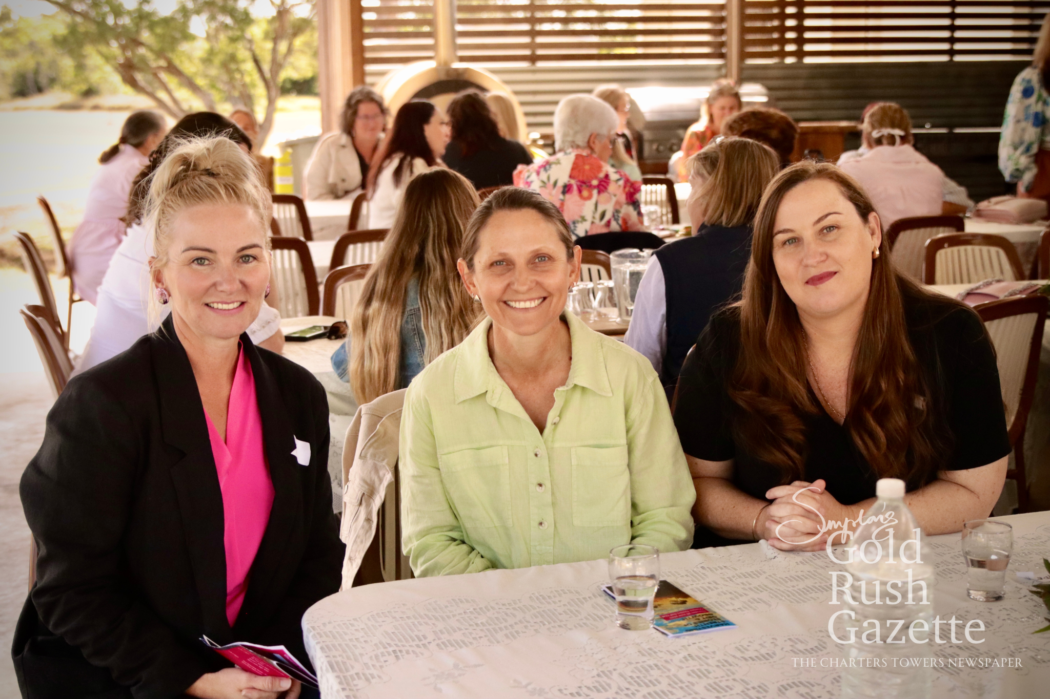 Chelley Furner, Tina Miller, and Bernadette Collins at the Harvesting Strength: Stories of Grit & Growth women’s luncheon held at the Charters Towers Golf Club (2025)