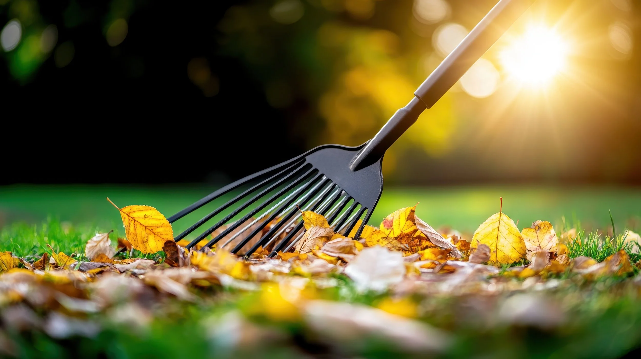 Lawn cleanup and leaf removal service by The Lazy Lawn, serving Davis County and Salt Lake County, Utah.