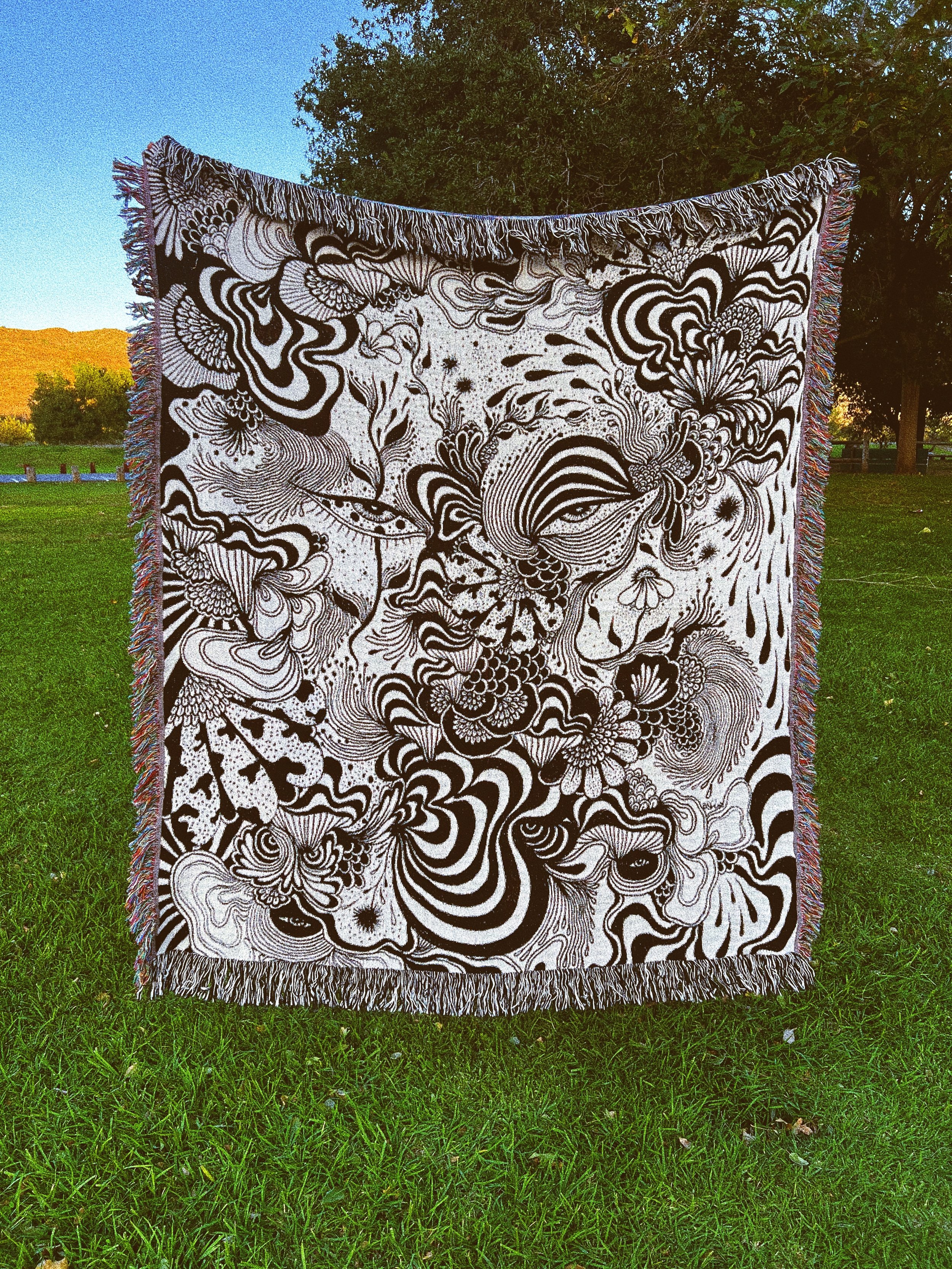 Oreo Blooms; woven blanket; pre-order