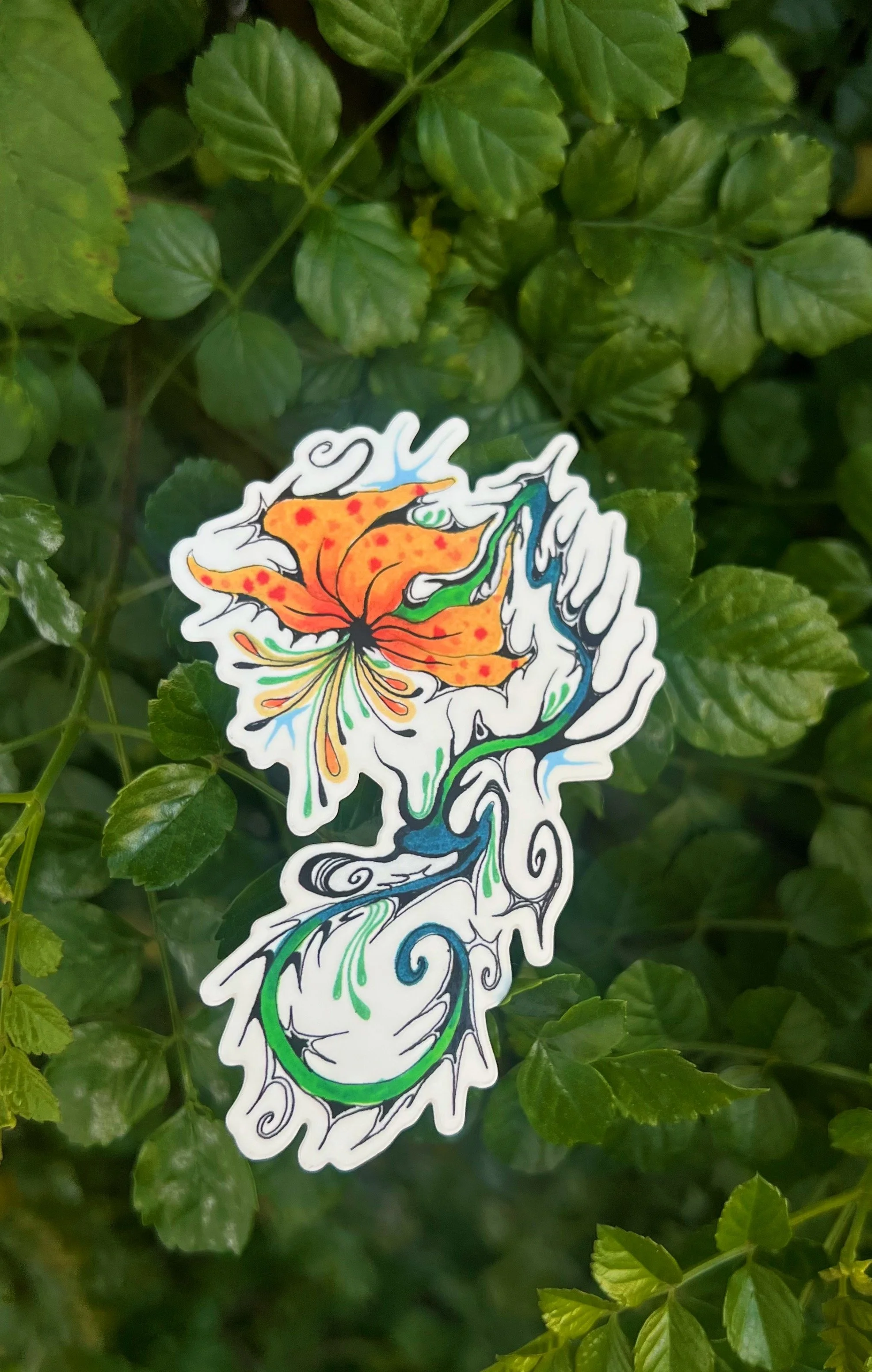 Distorted Lily; Matte sticker