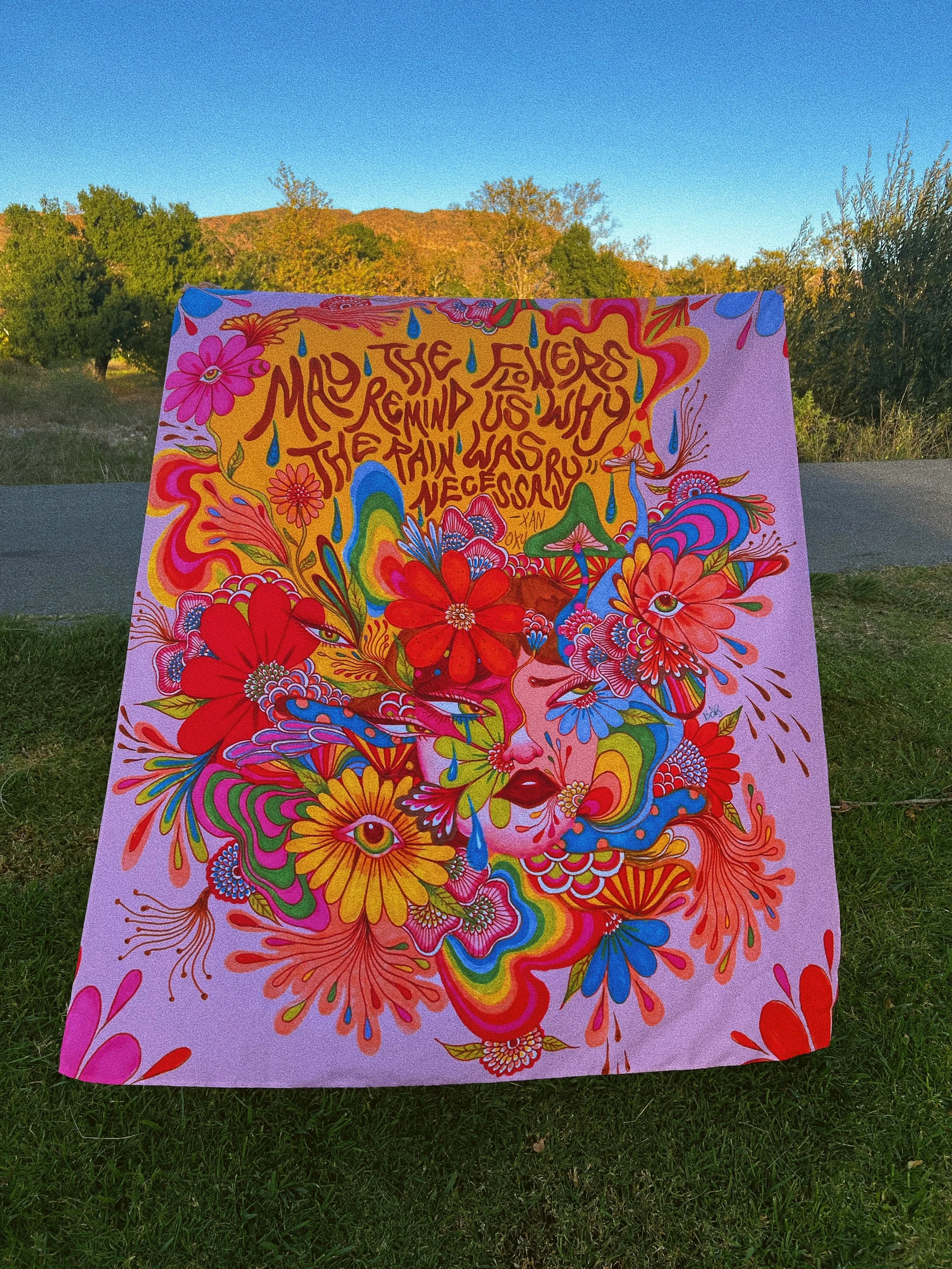 Rain Flowers tapestry; PRE-ORDER