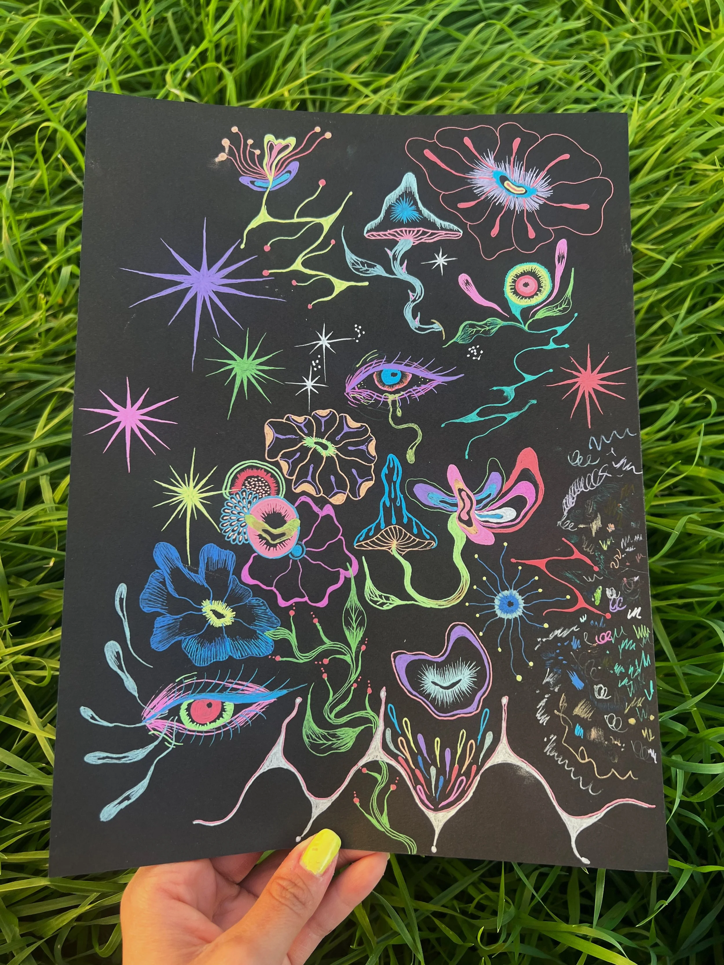 Neon Sparks Doodle Test; 2023; Original Art