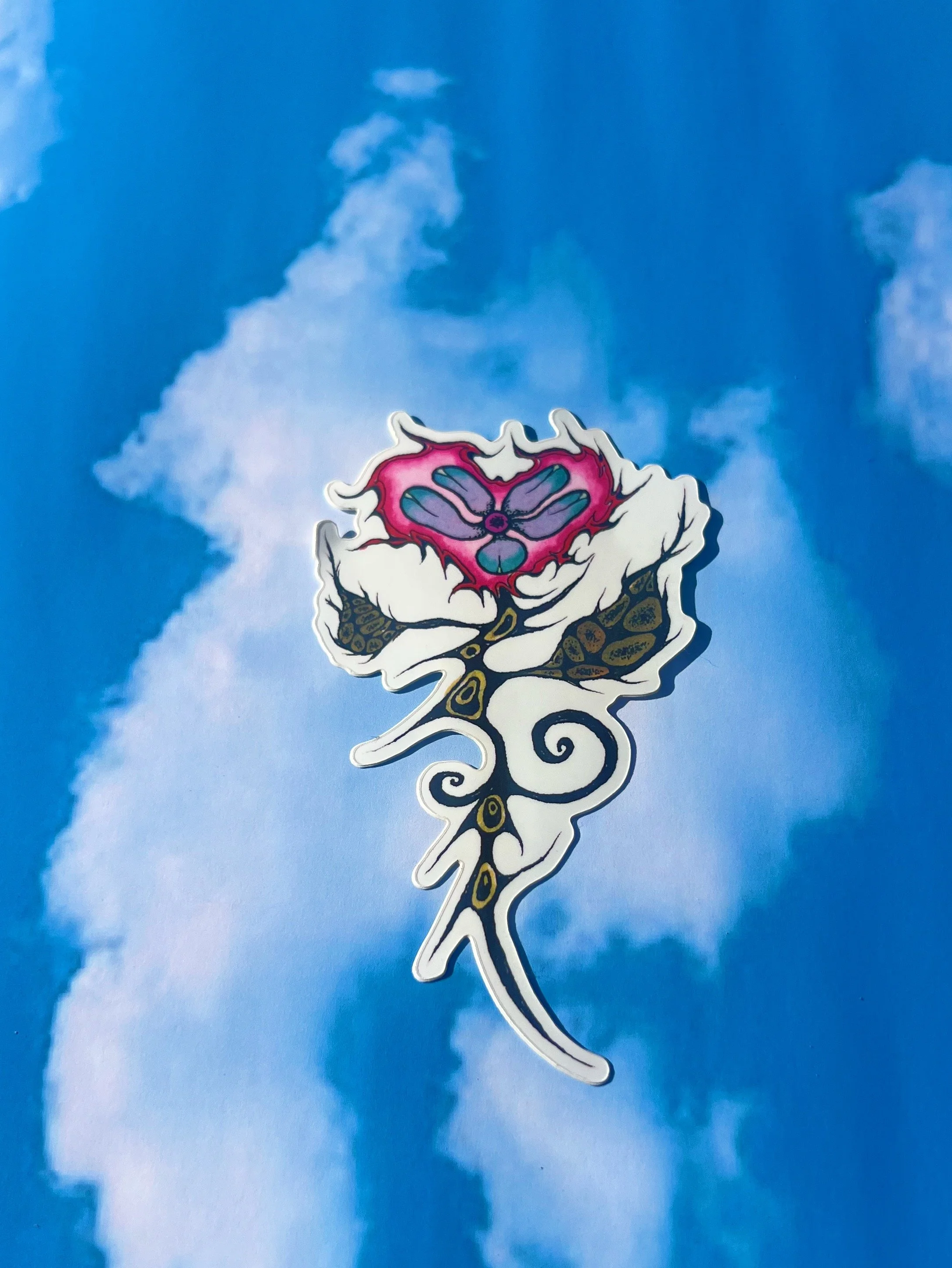 Flower Heart; Matte sticker
