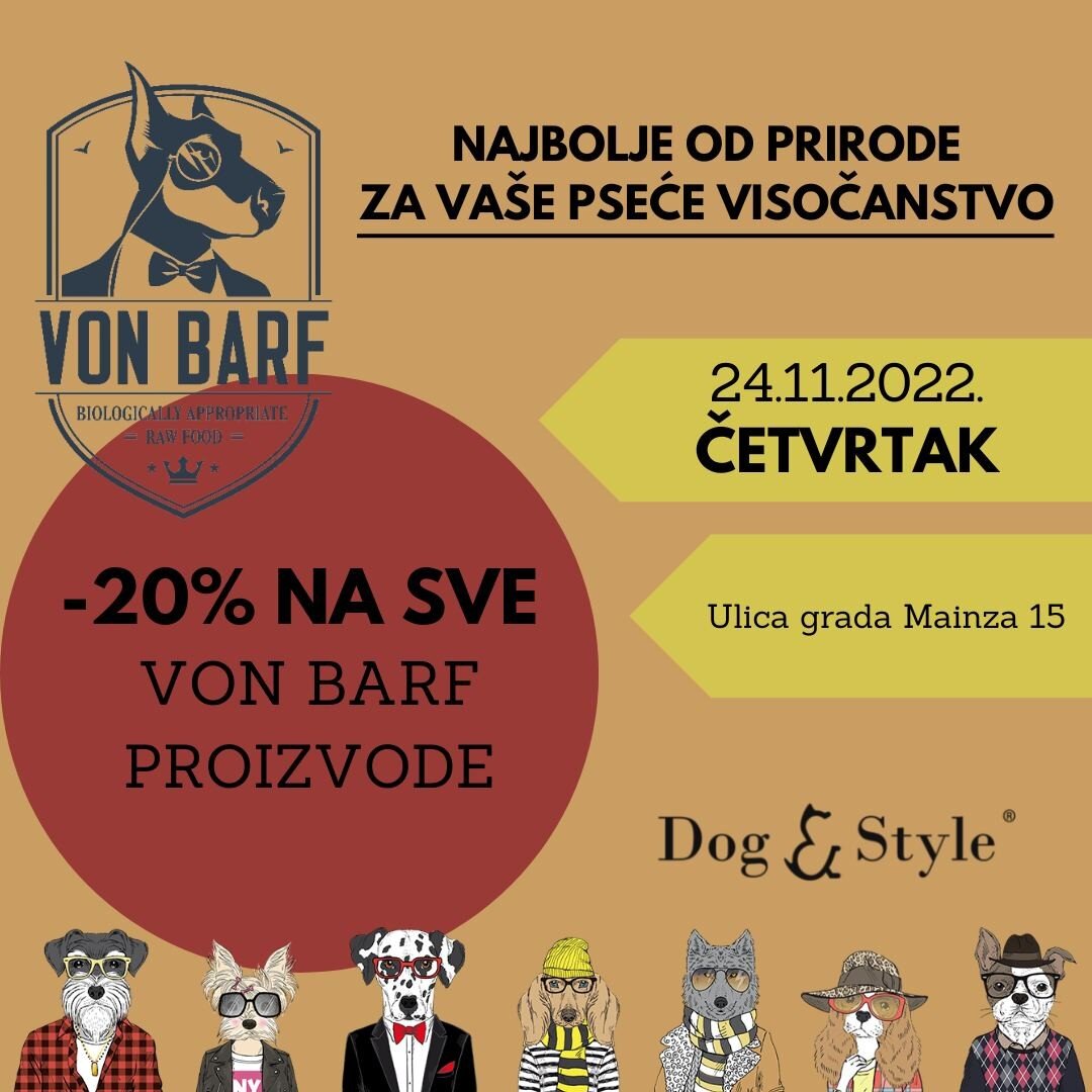 Ne propustite 20% popusta na @vonbarf ovog četvrtka u Ulici grada Mainza! 🥩

#zagreb #zagrebpets #dogsofzagreb #croatiapets #kucniljubimci #dogandstyle #dogstagram #insta_dogs #instapet #puppyoftheday #puppy #dogsofinstagram #petshop #petfood #petst