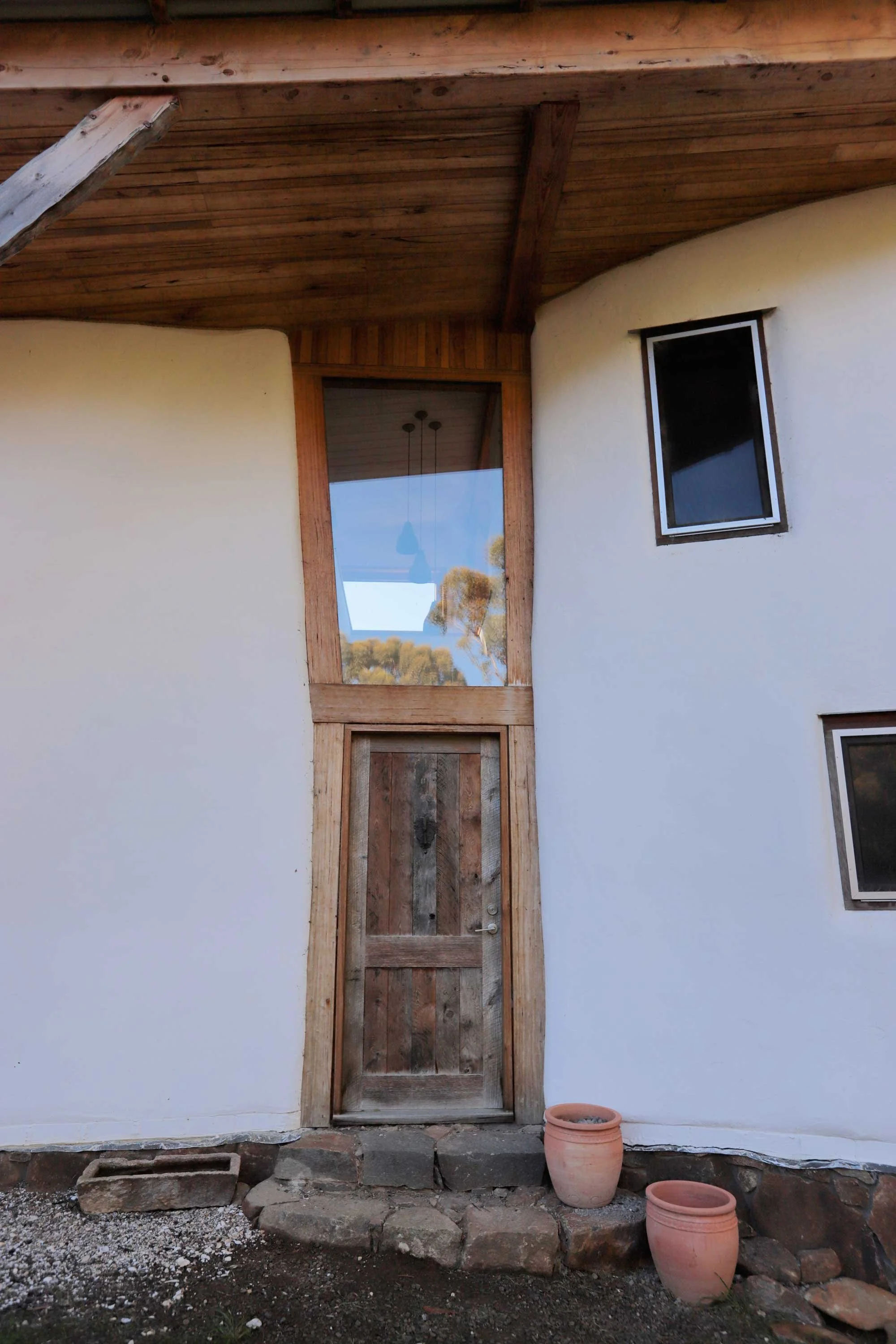 Asymmetrical window and door surround.