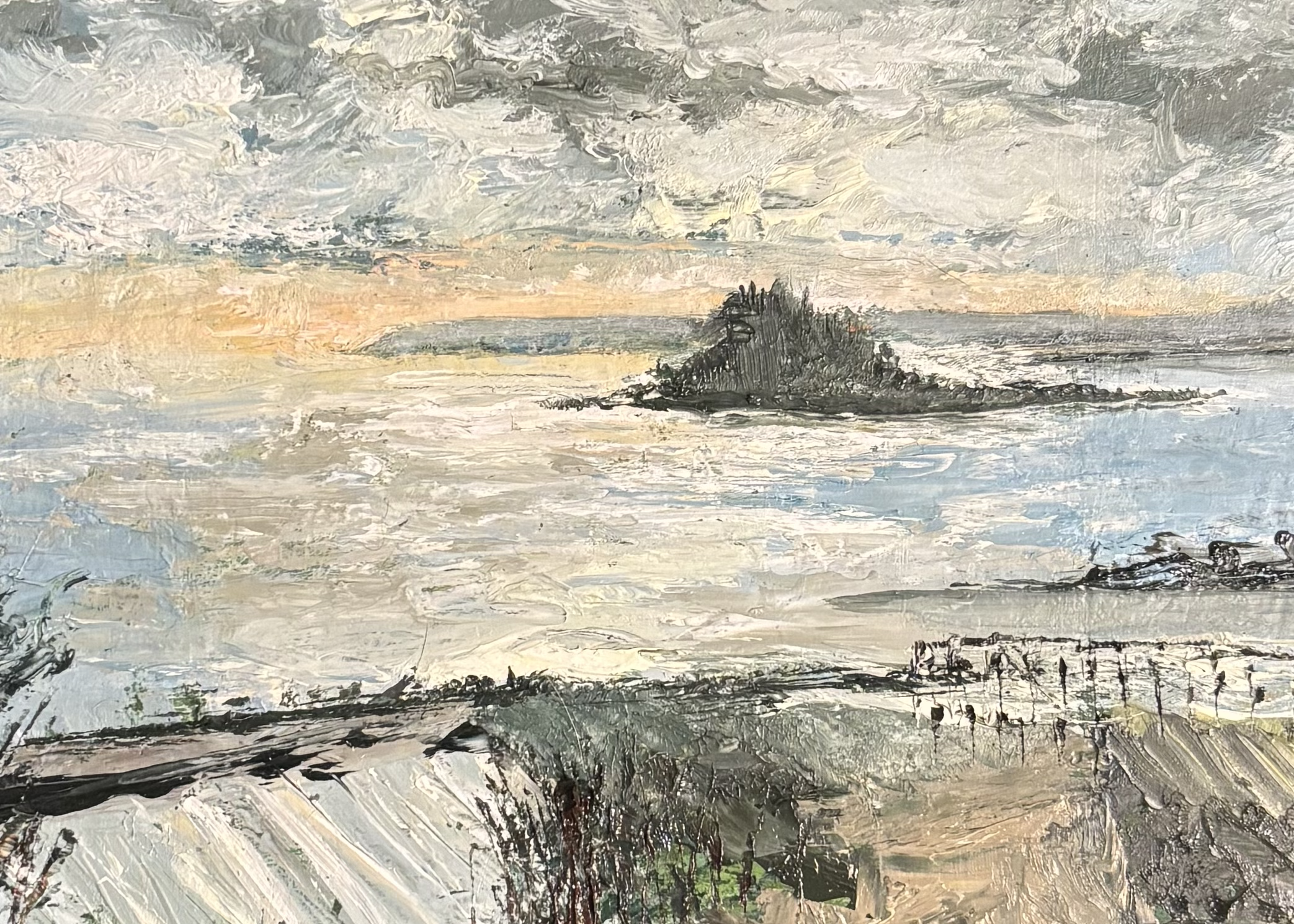  View across the gardens. Oil on canvas board 15x25cm not framed but would look great in a st Ives frame.