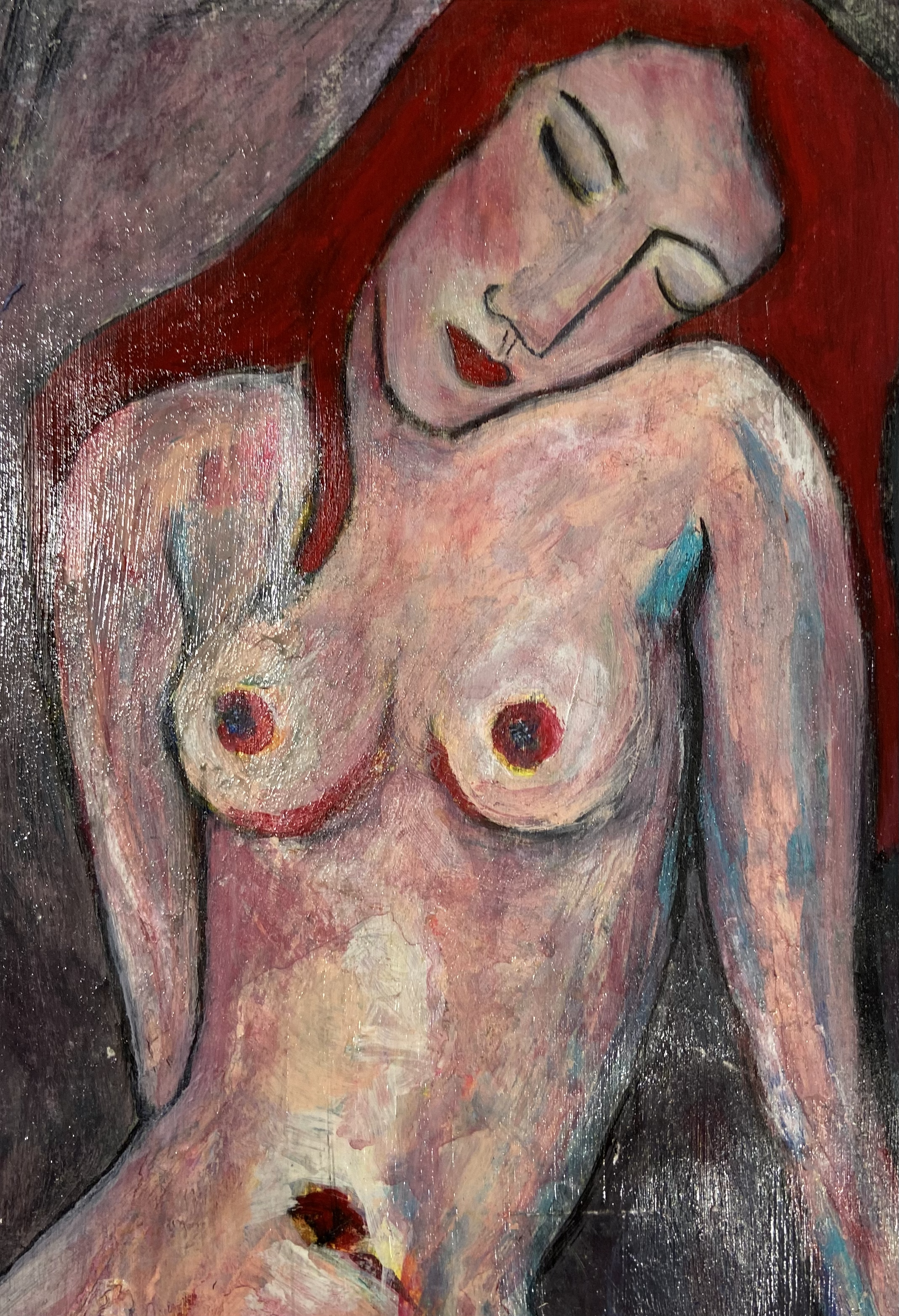 Red head. Print on 350g Somerset paper. White border 12inx10in
