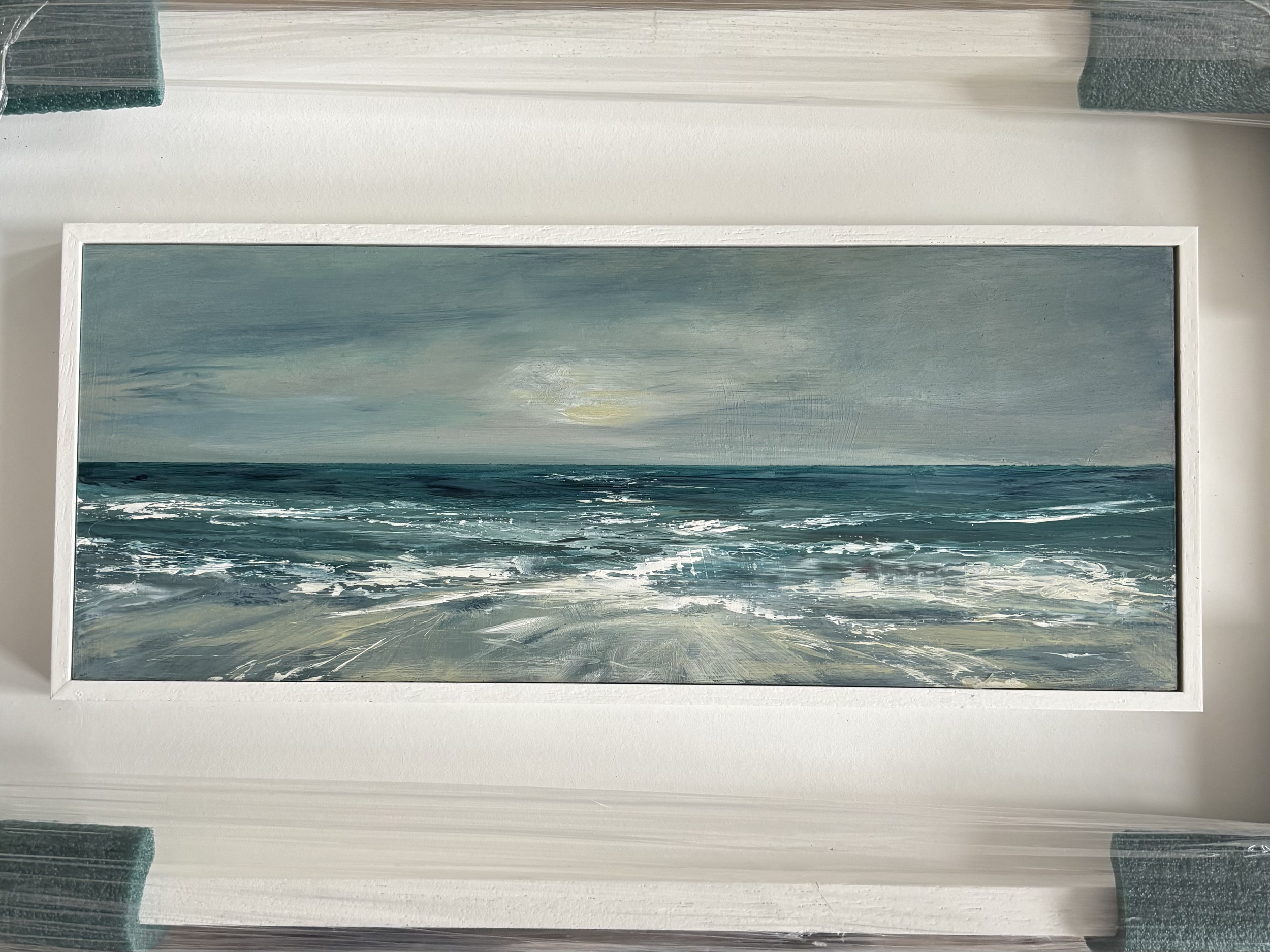 Ocean's Breath. Oil on MDF board in a st Ives frame.size with frame 50x29cm £295