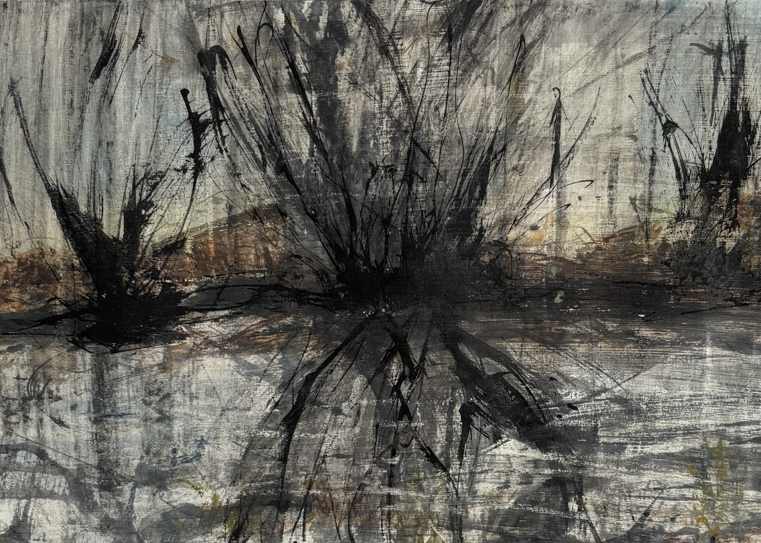 Reflection. Mixed media on paper. 44cmx31 in a mount ready to frame