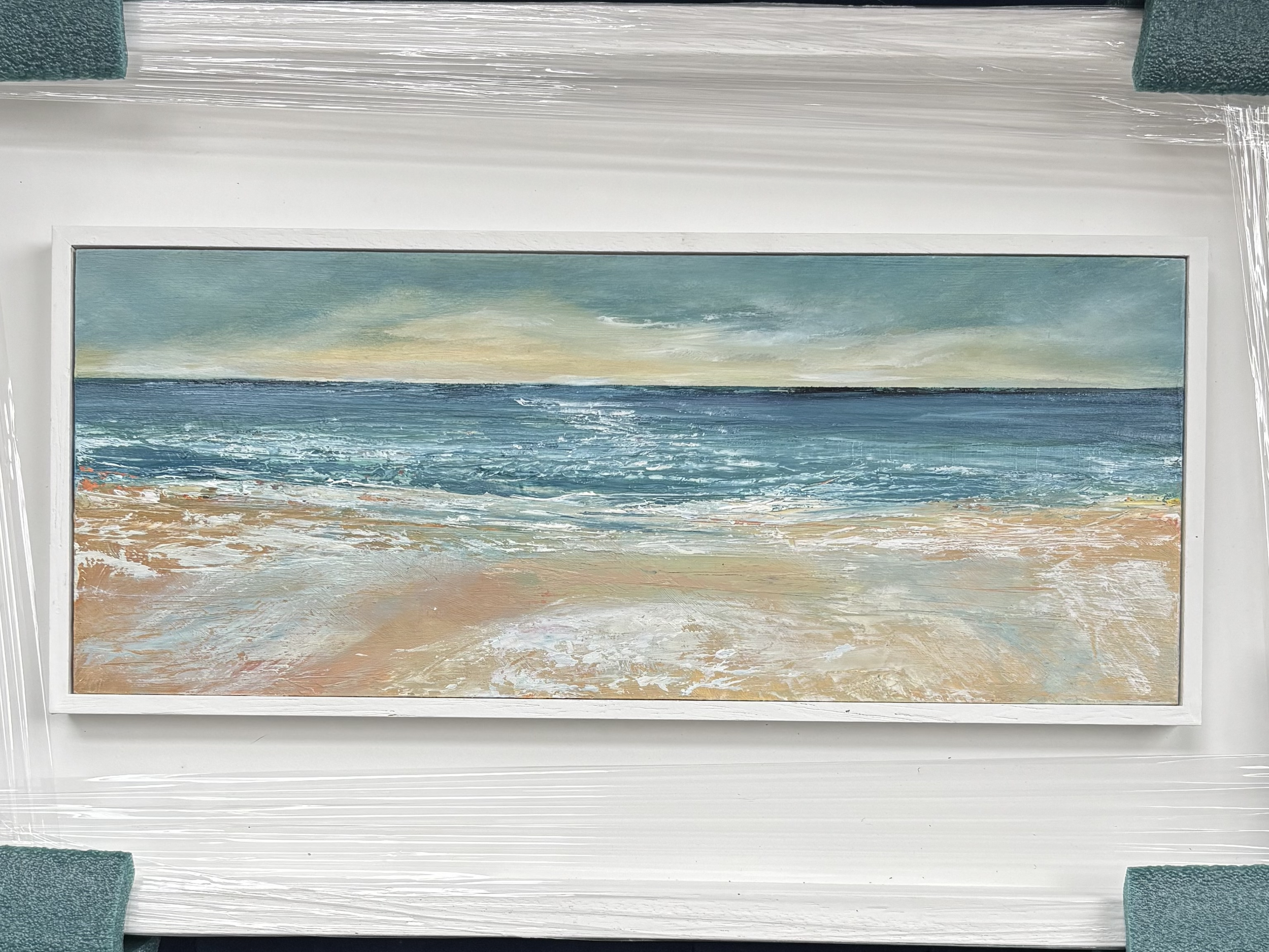 Sands of time. Oil on MDF in st ives  wooden frame. 50x29cm with frame. £295 