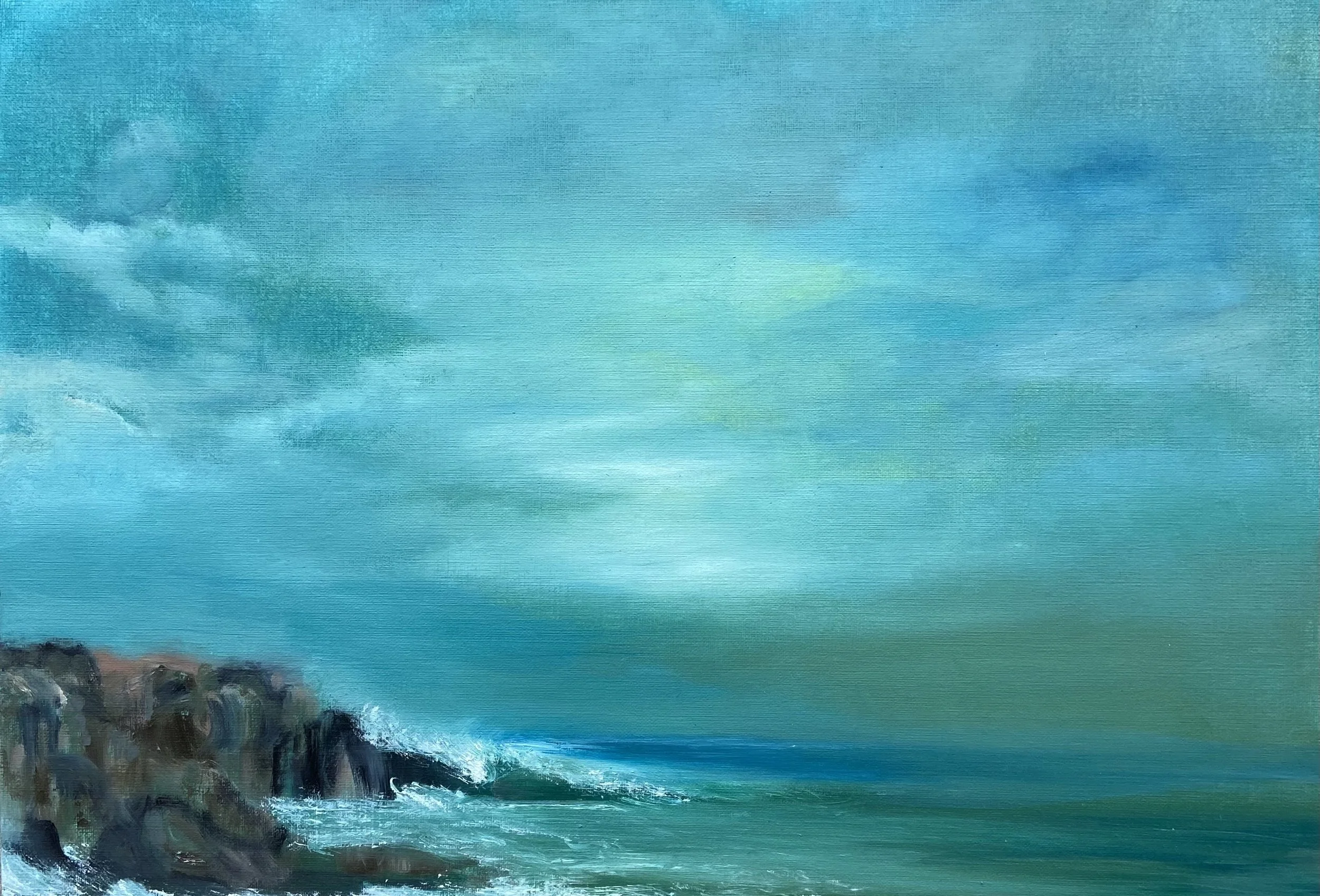 Craggy rocks . Oil on board .jpg