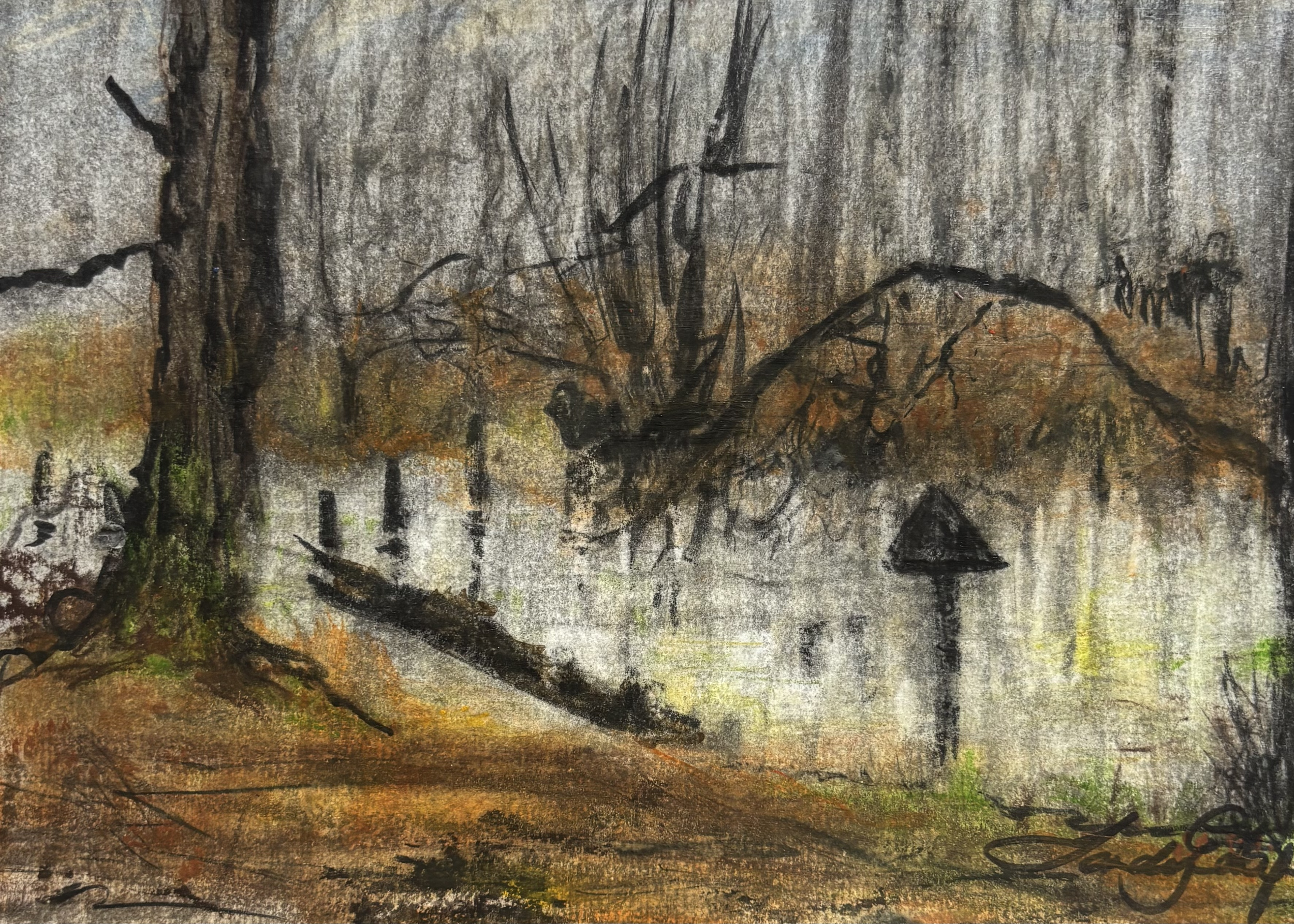 The cuckoo hamers.  Mixed media on paper 