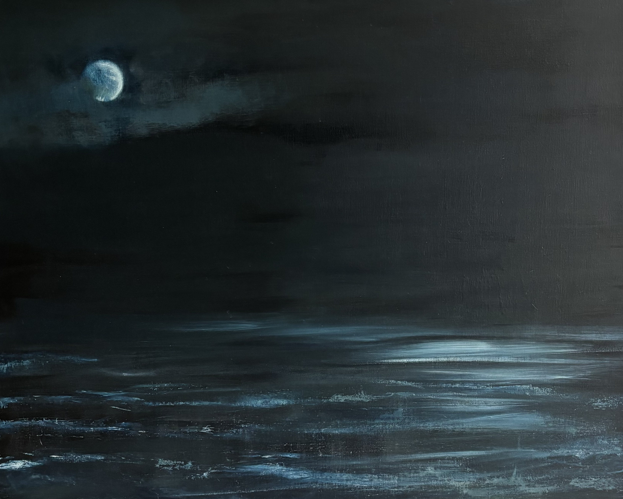 Once in a blue moon. Oil on canvas size 76x61. 2 cm deep not framed.