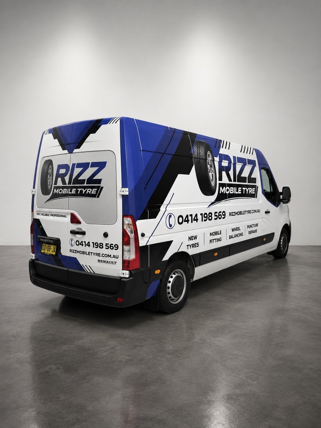 Van Wrap Design for Rizz Mobile Tyre 🛞

This one was a fun challenge.

The brief was actually pretty straightforward - the client had a very clear vision from the start and knew exactly what they wanted. But designing for a vehicle is a whole differ
