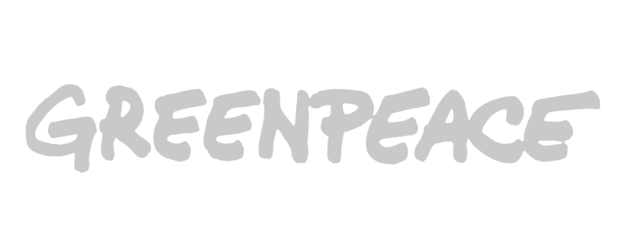 Greenpeace logo in gray text on a white background.