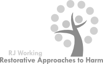Logo featuring a stylized tree with leaves and a person at the center, titled 'R.J. Working Restorative Approaches to Harm'.