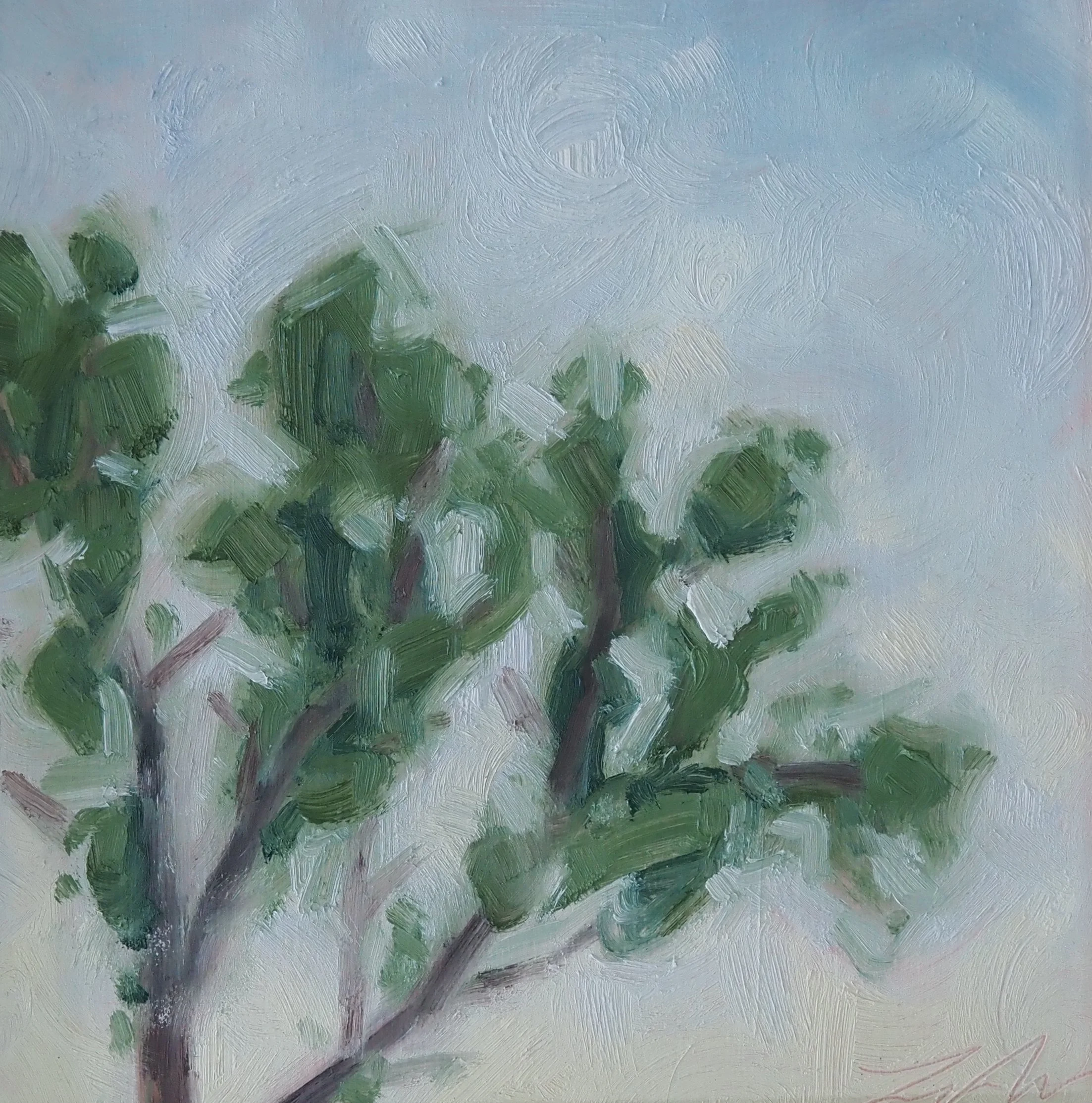 En Rain Air (Plein Air). 8x8. Oil on Panel, 2026