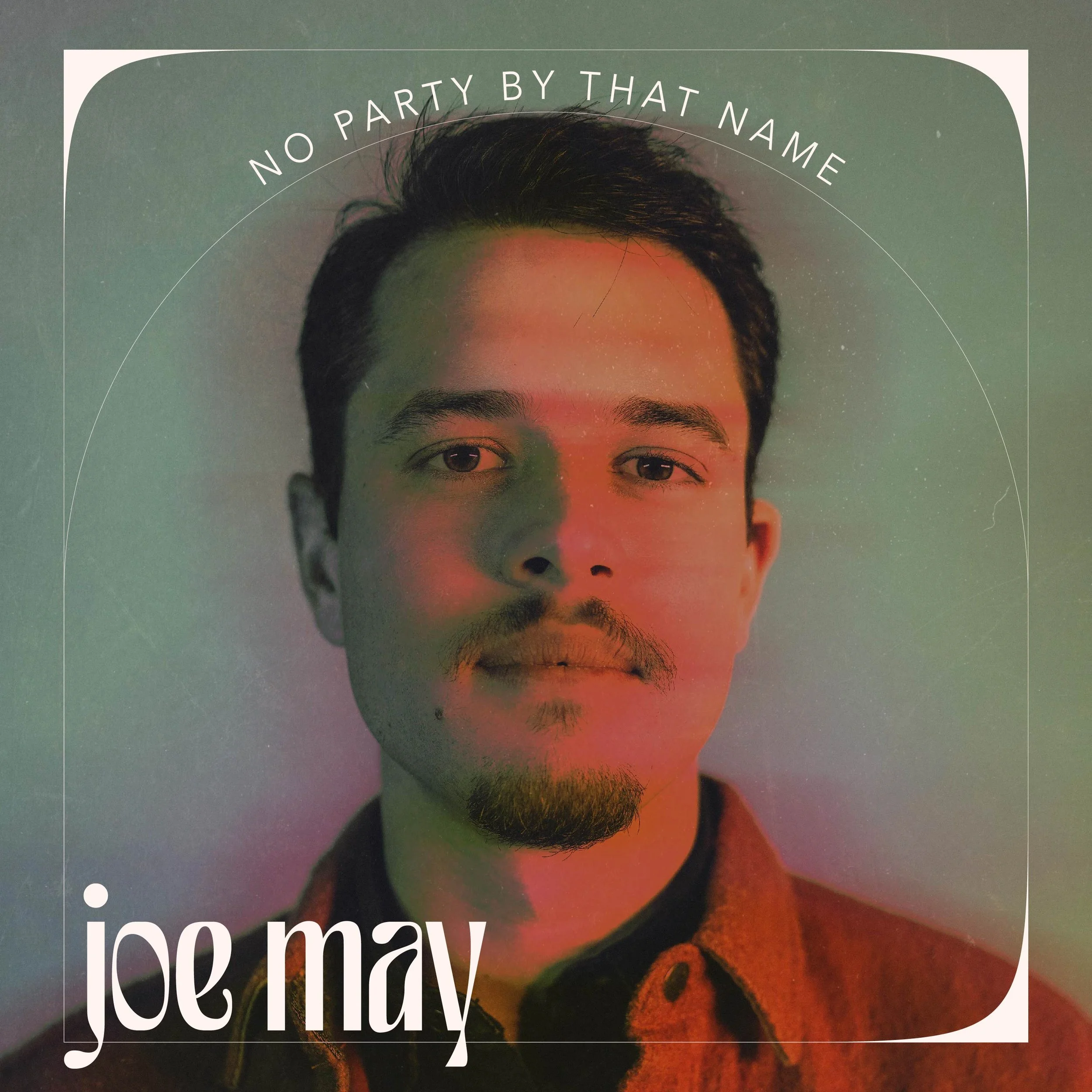 Close-up portrait of a man on the cover of "No Party By That Name" by Joe May.