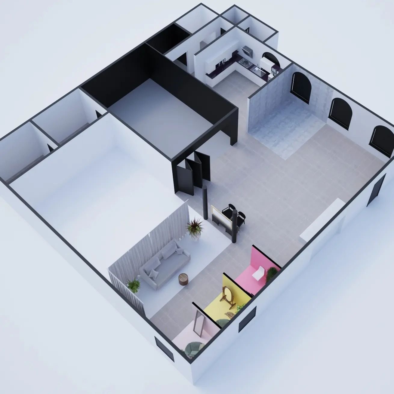 FLOOR PLAN

XL STUDIO INCLUDE:

7M X 6.7M COVE
5M X 7.5M BLACKOUT ROOM 
INDUSTRIAL SPACE
CORNER SPACE

---------------------------------
NO PART OF XL BUT CAN BE ADDED:

HOLLYWOOD STUDIO 
DOVE SPACE

----------------------

2 SEATERS MUA STATION
2X C