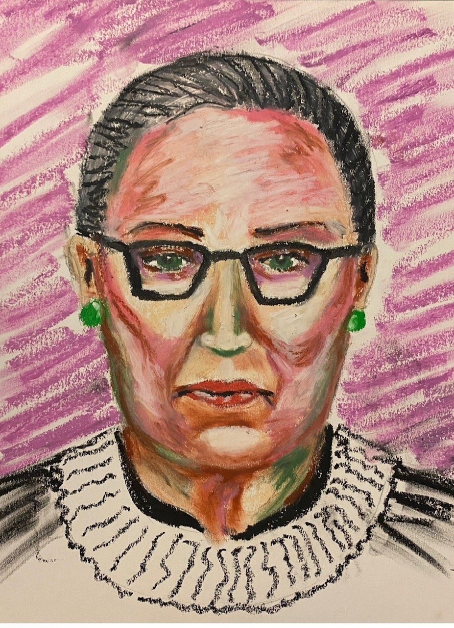 RBG. 10" x 10". Pastel on Paper.