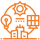Graphic of interconnected smart home devices including a light bulb, a security camera, a computer, and a house with network lines