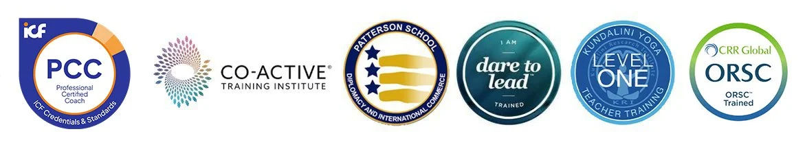 Row of six logos for education and training programs, including PCC, CO-ACTIVE, Patterson School, Dare to Lead, Level One Teacher Training, and ORSC.