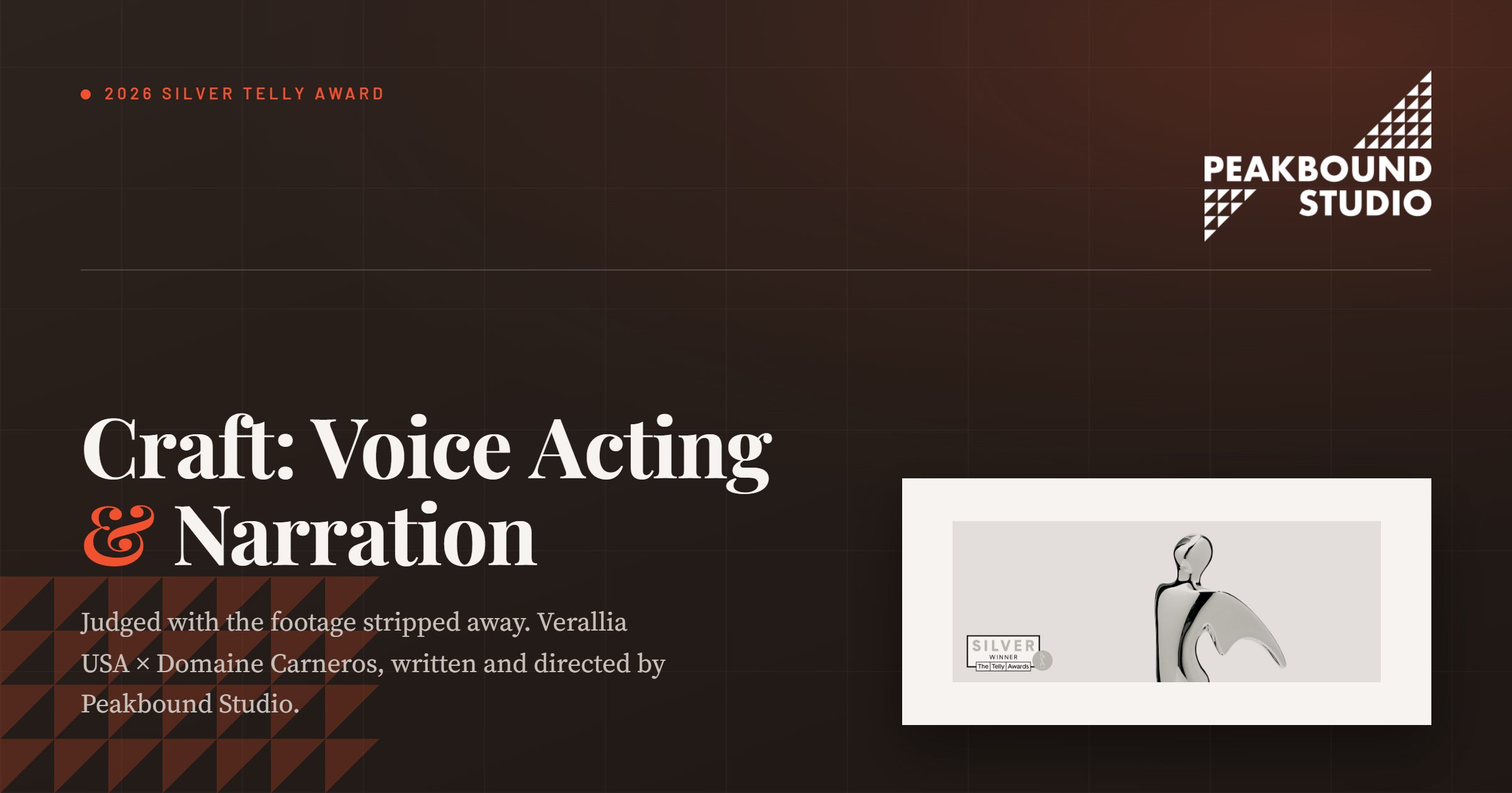 A Silver Telly for Narration, and What It Took to Earn It