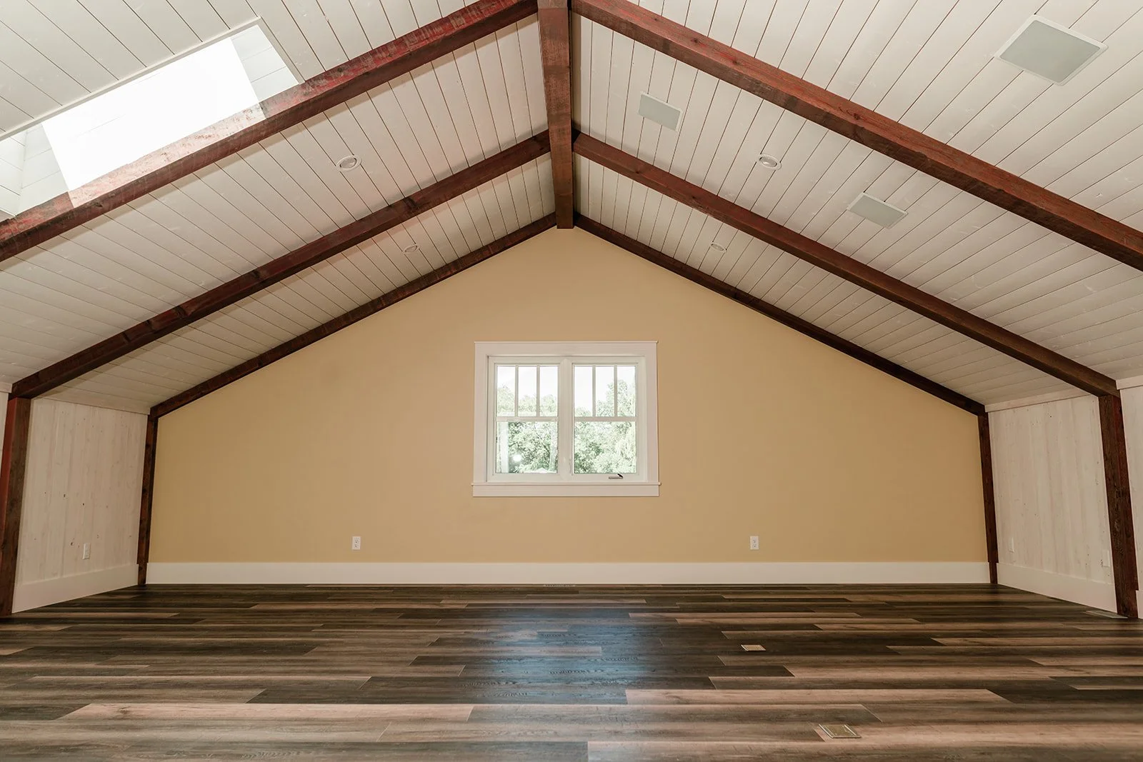 bonus room beam work ship lap tongue and groove wood ceiling