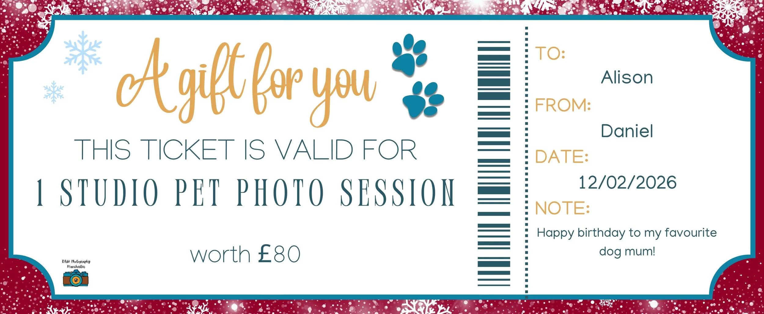 Digital Gift Voucher for a Pet Photoshoot (Studio Session)