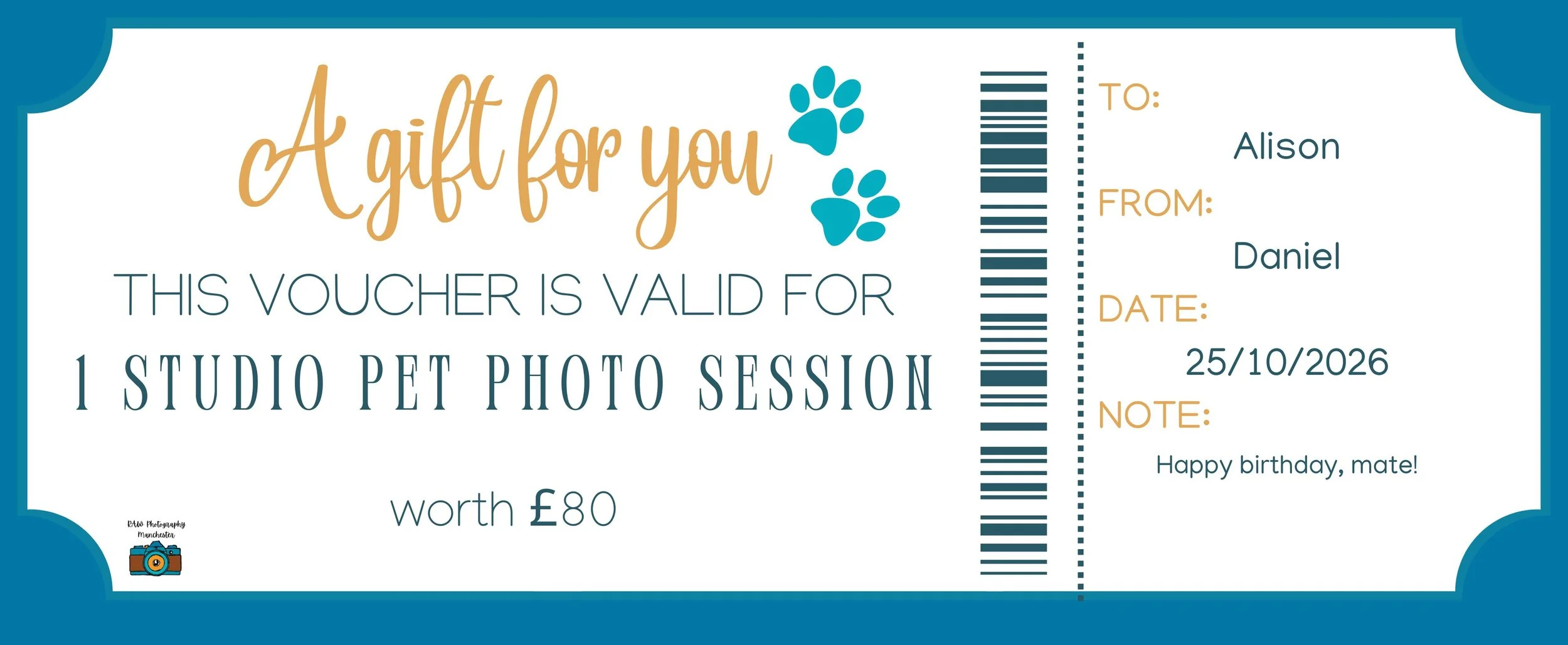 Digital Gift Voucher for a Pet Photoshoot (Studio Session)