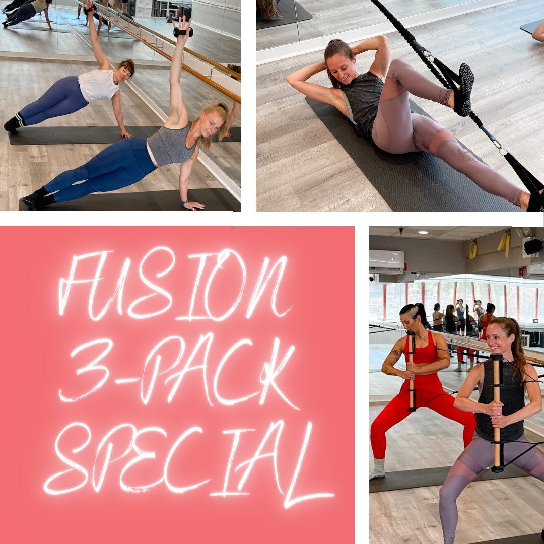 ICYMI -- we're making it easier than ever to try our #Fusion class format!

Fusion 3-packs are on sale now through 4/30! 3 classes for $60. 

Classes expire after 3 months of purchase.

Let's get moving!

#PilatesFusion #PilatesNYC #BrooklynPilates #