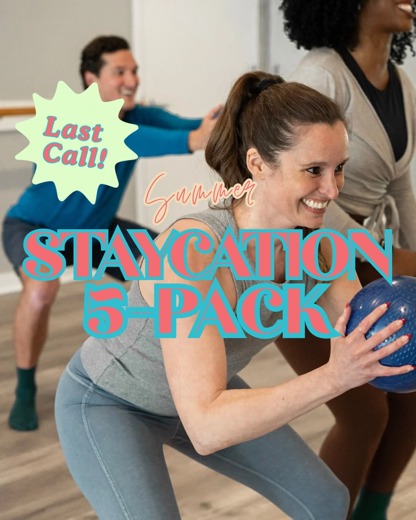 Last call for our Staycation 5-packs!

🏖️ 5-Class Pack 🏖️ 
5 Mat/Barre/Strength for $129
5 All-Access for $179
*All classes expire 9/1/26

🔗 link to purchase in bio