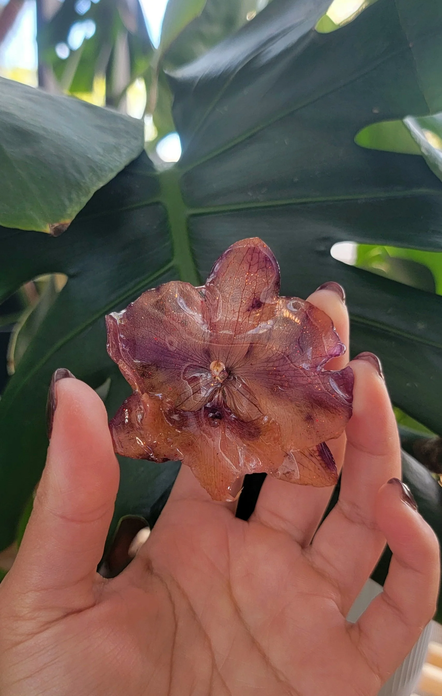 Orange Orchid Hair Clip