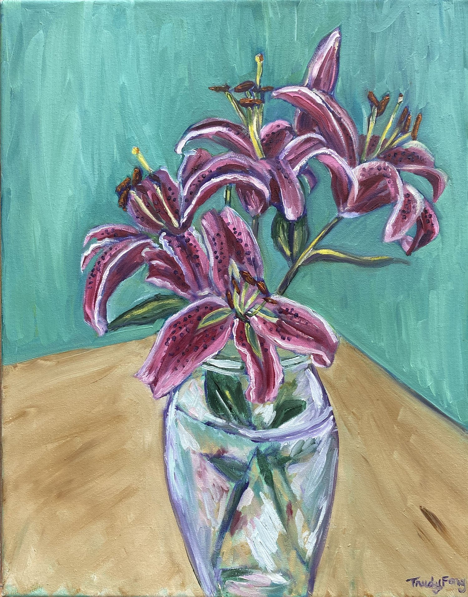 Oriental Stargazer lily, oil