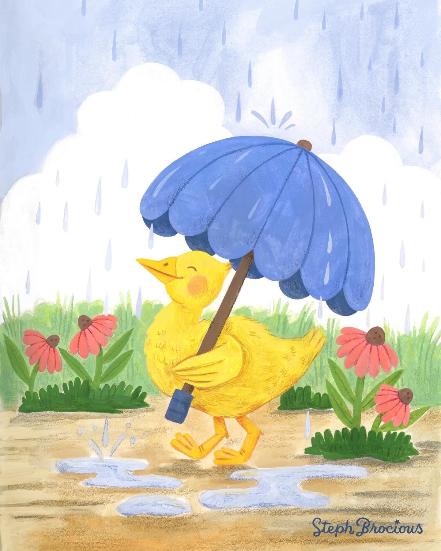 This illustration is for a Draw This in Your Style Challenge by @iamgiagraham ! This little duckie is super happy with his umbrella, I couldn&rsquo;t resist trying him out in my style. What do you think? 

#DrawWithGiaDTIYS #drawthisinyourstyle #dtiy