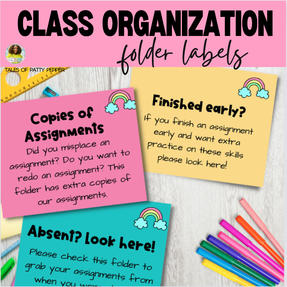 Classroom Organization Folder Labels