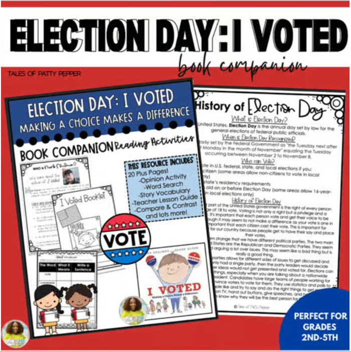 Election Day: I Voted Book Companion & Craft