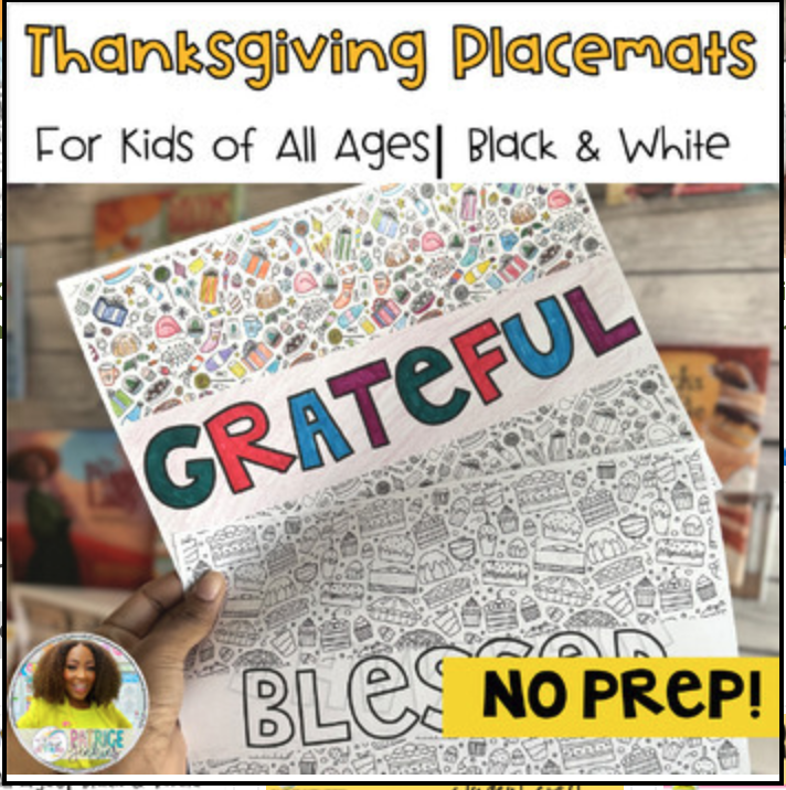 Fall Thanksgiving Student Placemats