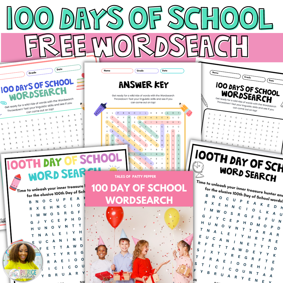 FREE 100 Days of School Word Search