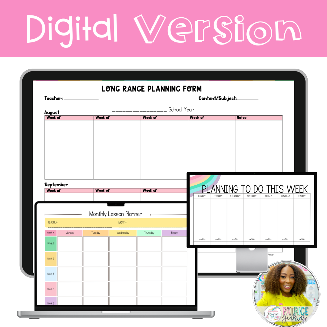 Digital Year At A Glance Lesson Plan Templates