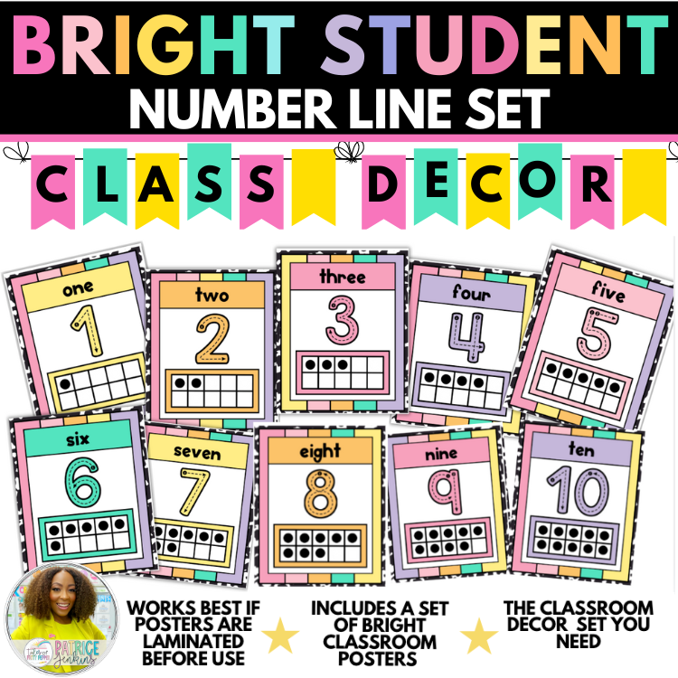 Bright Rainbow Classroom Decor | Number Line Poster Set