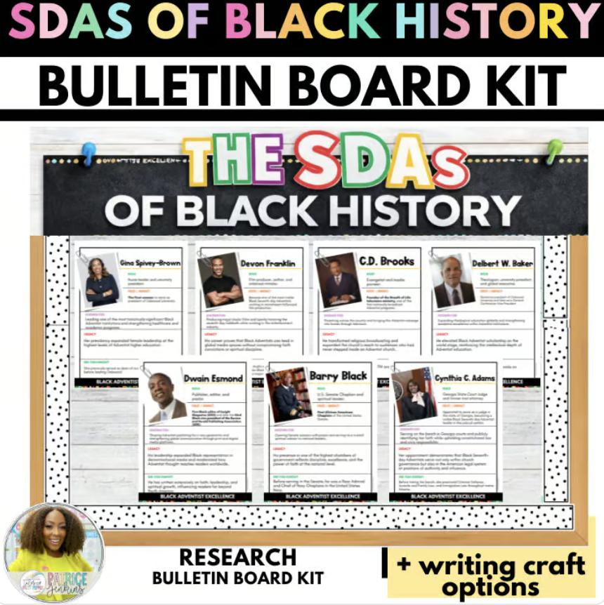 Black Adventist Leaders Research Bulletin Board Kit | Black History Resource