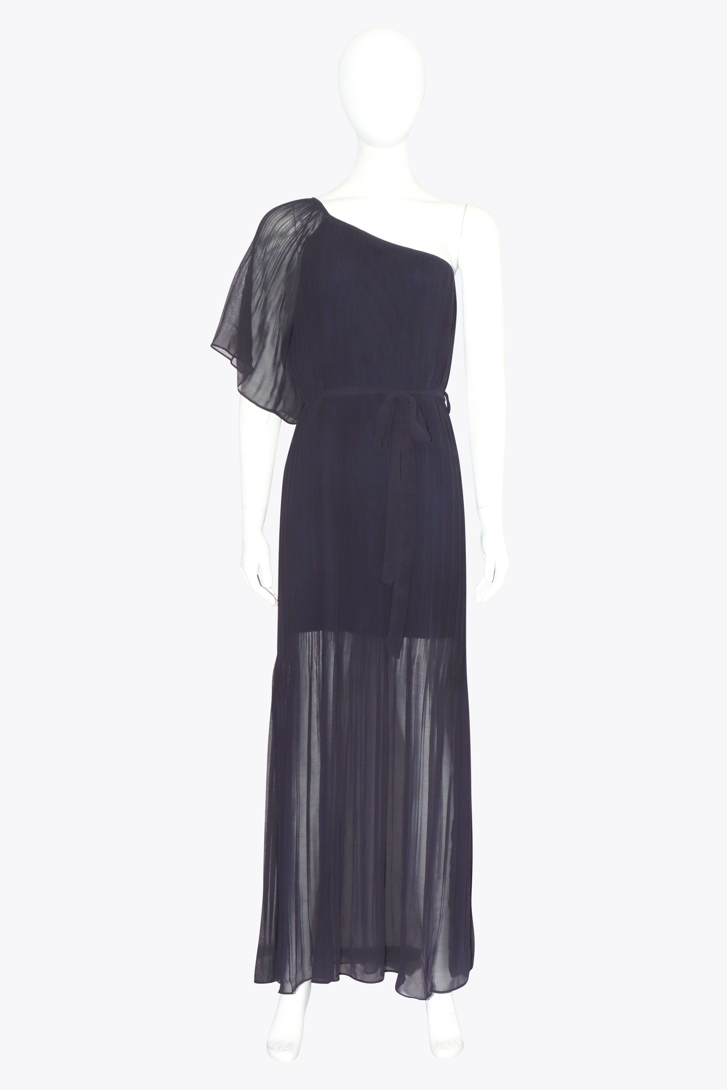 Sheer Black One Shoulder Gown