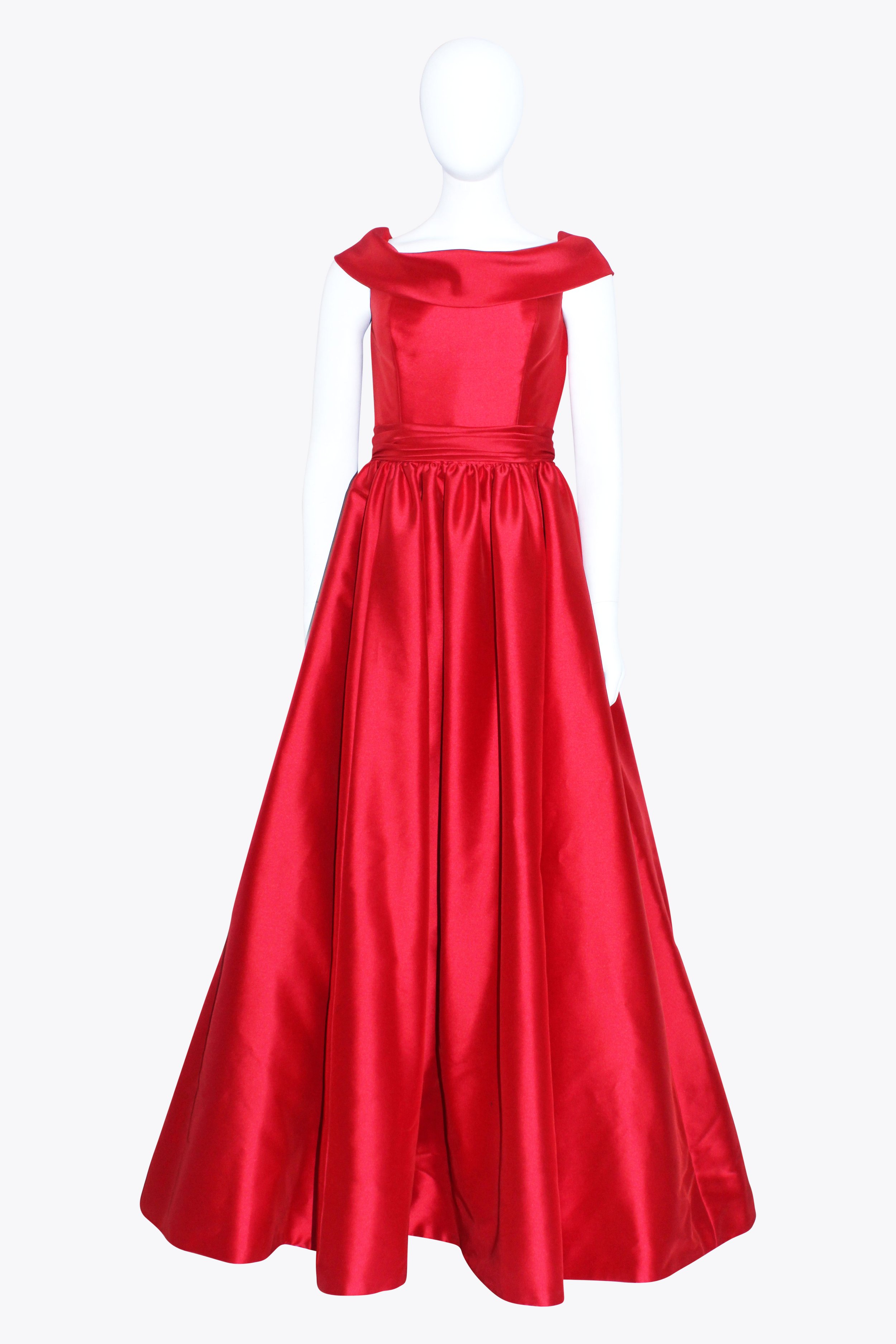 Vintage Red Off Shoulder Gown