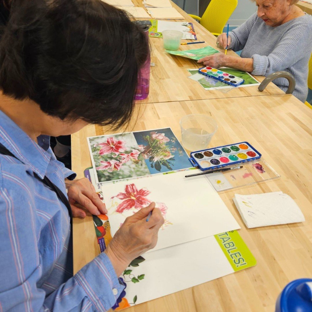 Join us every Tuesday at 10:00 am for Sarah Cowan-Krause's watercolor sketching class! Our members are bringing their creativity to life in every stroke.  #ArtisticTuesday #WatercolorMagic