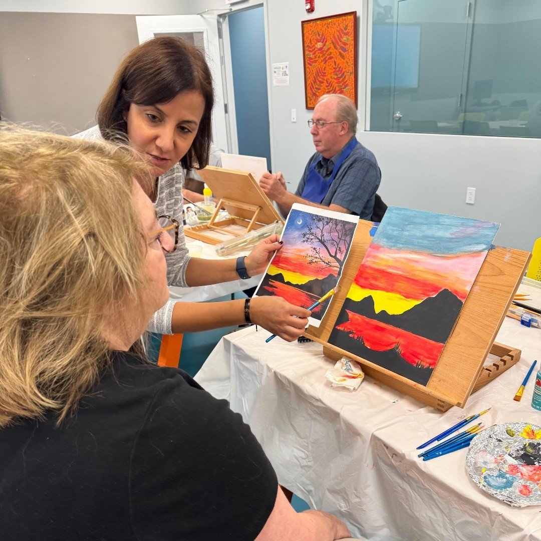 Taking the lead! Cosette leads our Drawing &amp; Acrylic class at Bay Ridge Center, guiding members through their creations. Join us every Wednesday at 10:00 am for a brush of inspiration! #BayRidgeCenter #ArtClass #Drawing #Acrylic