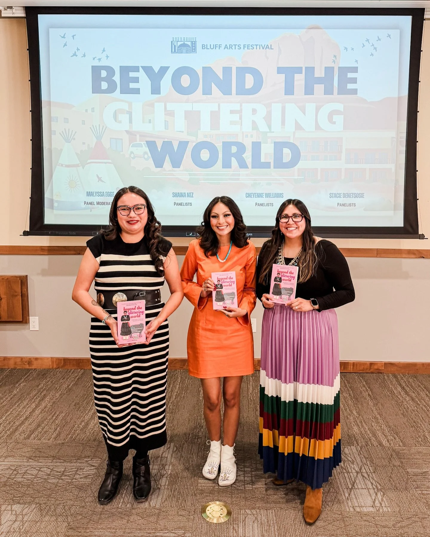 Celebrating Glittering ✨ in Bluff was so fun! Hearing @dr.nana_shai and @navajo.barbie talk about their contributions to the collection was so cool & special! Can’t wait until next month when we Beyond the Glittering World officially comes