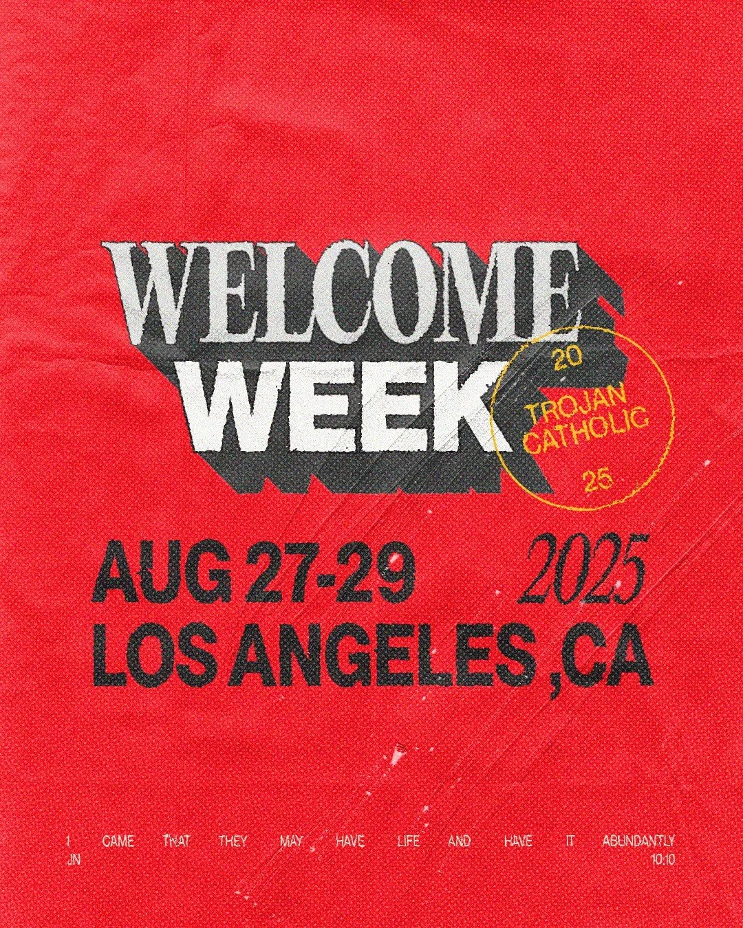 WELCOME HOME, TROJAN CATHOLICS! ✌️

Whether it&rsquo;s your first year or your last, trust us when we say you&rsquo;re not going to want to miss this Welcome Week! We&rsquo;ve got something for everyone 🙌

Here&rsquo;s what&rsquo;s waiting for you: 