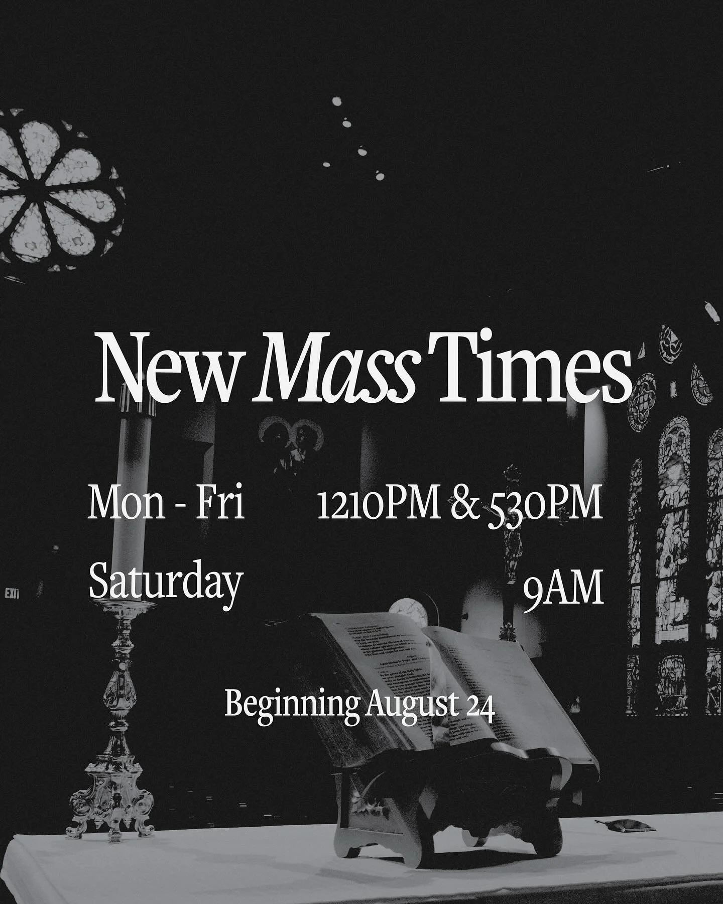🚨 DON&rsquo;T MISS THIS POST! 🚨

Starting this Sunday | August 24, we will begin our Fall liturgy schedule! We&rsquo;re looking forward to welcoming you back! 🙌

Monday - Friday | 1210PM + 530PM
Saturday | 9AM
Sunday | 10AM, 5PM, + 8PM

Check out 